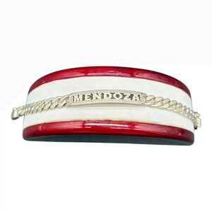 Mendoza Mexican Sterling Silver ID‎ Bracelet 8.5mm Cuban Link 32.86g Size 8
